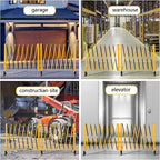 16FT Industrial Expandable Barricade Folding Security Gate with Wheels,Retractable Driveway Gate with Aluminum Fence and 270 Degrees Direction Adjustment(Yellow, 16FT)