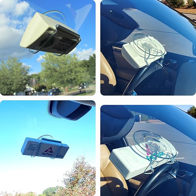 Indestructible Toll Pass Holder with Largest Suction Cup for EZ-Pass, I Pass, FasTrak, SunPass & SunPass Pro, Uni, NC QuickPass, EPass Xtra, 91 Express Lanes & More - Made in USA