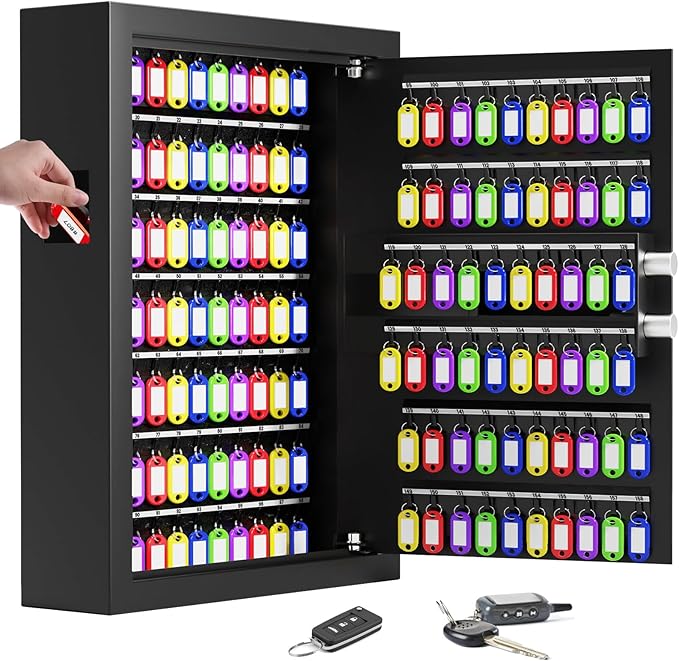 158 Keys Combination Lock Key Cabinet, Anti-Theft Key Lock Box with Key Tags, Key Organizer Wall Mount for Car Garage House Rental Office Business