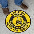 SmartSign “Caution - Watch for Forklifts” Bilingual Anti Slip Adhesive Reflective Floor Sign | 17" x 17"