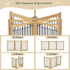 Wire Dog Gate Solid Wood Frame, Anti-Chewing Pet Gate Indoor Freestanding Indoor Foldable Dog Fences for Stairs, House, Doorway Extra Wide, 3-Panel, 60" Wide Oak Color