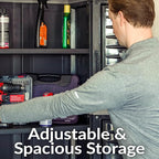 Sunnydaze Lockable Storage Cabinet - Indoor or Garage Storage Cabinet with 4 Adjustable Shelves - 72" H - Garage, Office, Home, Laundry Room - Shadow