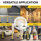 4-Pack 36" Yellow Crowd Control Stanchions, Heavy-Duty Rubber Rectangular Base with Space-Saving Design, 10ft Retractable Belt, Perfect for Indoor & Outdoor Safety Barriers