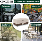 Heavy Duty Patio Furniture Covers Waterproof, 600D Outdoor Furniture Cover Waterproof for Sectional Sofa Couch, Outdoor Dining Table and Chair Set Covers 62''L x 42''W x 28''H, Beige Brown
