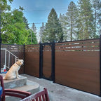 6ft x 6ft Outdoor Privacy Fence, Tall Wind Resistant Covering, Wood Plastic Composite Panel with 2 Posts for Yard, Backyard, Garden and Swimming Pool