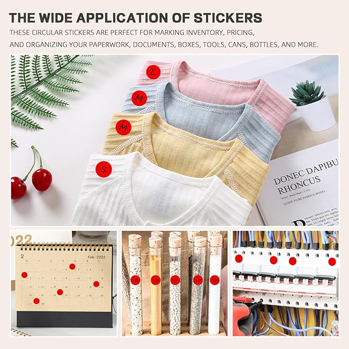 PARLAIM 1/2 Inch Round Adhesive Color-Code Dot Stickers,500 Stickers Inventory Dots Label in Dispenser Box,Red Circle Coding Labels for Office Home (Red)