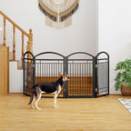 Folding No-Assembly Metal Freestanding Dog Gate with Door Walk Through,32" Height Pet Fence,96" Extra Wide Accordion Puppy Folding Playpen for Doorways,House,Stairs (4 Panels,Black)