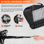 5’ x 7'Cargo Net for Pickup Truck Bed Stretches to 10' x 14' Heavy-Duty, Mesh Square Latex Bungee Netting with 14 Metal Carabiners + 14 Hooks- Compatible with Ford, Dodge RAM, Chevy, Toyota