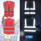 Reflective Safety Vest for Men Women with 5 Pockets and Zipper Front High Visibility