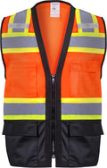 ProtectX 6 Pockets High Visibility Safety Vest for Men Women Class 2 Reflective Hi Vis Work Construction Vest