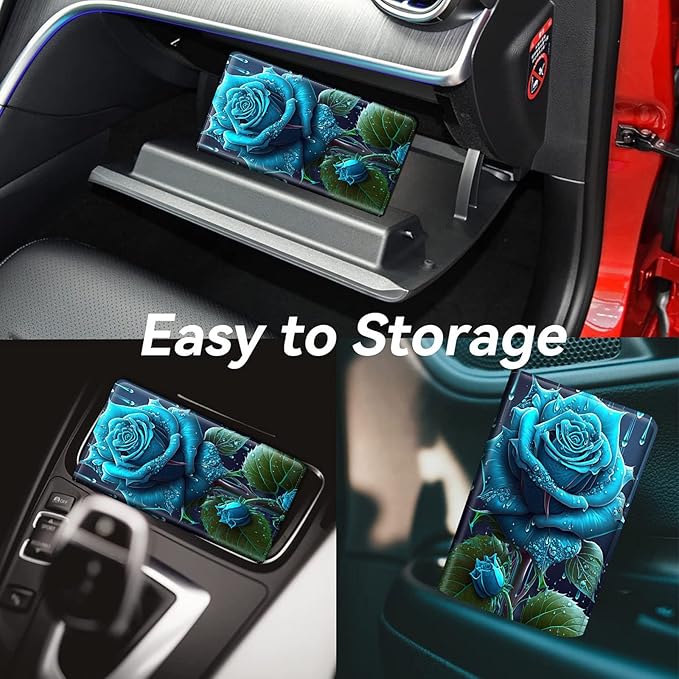 Car Registration and Insurance Holder, Leather Car Glove Box Organizer, Cool Car Accessories for ID, Driver's License Cards & Essential Document,business cards,Men&WomenFlower Purple Rose