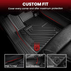 Lasfit Floor Mats & Backrest Mats & Cargo Mat for Hyundai Santa Fe 2026 2025 2024 (Fit Gas & Hybrid), All Weather TPE Custom Fit Floor Liners for Santa Fe Full Set Car Mats Accessoires, Black
