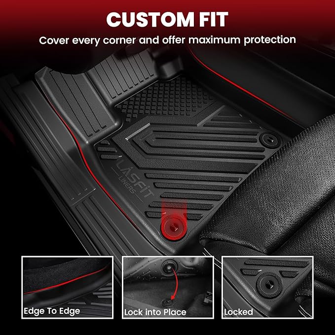 LASFIT Floor Mats for Nissan Murano 2025-2026, Custom Fit All Weather Protection TPE Durable Floor Liners for 2025-2026 Murano SV/SL/Platinum 1st & 2nd Row Front & Rear Car Mats, Black