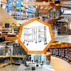 Upgraded Superior Foldable Stainless Steel Utility Cart, 300 LBS Heavy - Duty Load Limit, 3 - Tier Extra - Large Storage with Lockable 360° Rotating Wheels, Heavy - Duty Rolling Cart for Restaurant, G