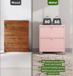 Aobabo 2 Drawer LateralFile Cabinet with Wheels, Lockable Metal Filing Cabinet for Home Office, Legal/Letter Size,Pink,Required Assembled,15.87" D x 28.94" W x 34" H