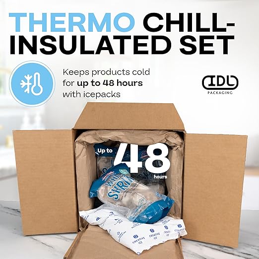 Insulated Thermal Shipping Box 16" x 16" x 16", Pack of 1 - USA-Made Cold Food Shipping Box 9.5-Gallon Capacity with Thermal Paper Liners, Absorb Condensation – Ideal for Frozen Food by IDL Packaging