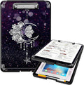 A4 Clipboards,Heavy Duty Waterproof Nursing Plastic Folder Clipboard with Storage Clip Boards,File Folder Storage Box Clipboard Case for Teacher,Doctor,Offices,Moon Star Galaxy Florals