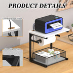 Label Holder for Rolls and Fan-Fold Labels, White Shipping Thermal Label Holder with Drawer for Desktop Thermal Printer, Sticker Roll Holder, Printer Accessory Supplies for Home, Office Small Business