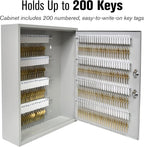 BankSupplies STEELMASTER 200 Key Cabinet - Dual Lock Control Key Box - Welded 22 Gauge Steel Construction - Scratch Resistant - Write-On Key Tags for Easy Identification