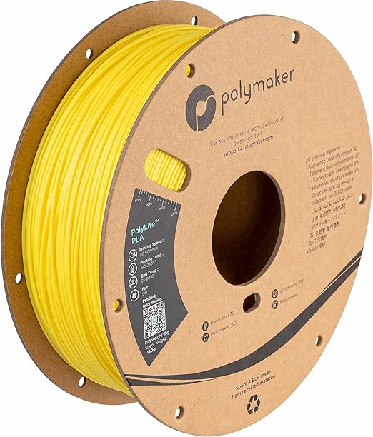 Polymaker PLA Filament, Lemon Yellow 3D Printing PLA Filament 1.75mm 1kg - PolyLite 3D Printer PLA Filament, Dimensional Accuracy +/- 0.03mm, Compatible with Most 3D Printer, Lemon Yellow