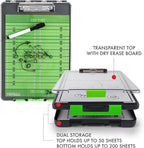Dexas Clearview Clipcase clipboard13.75 X 9.5 in, Green. See Papers Clearly Outdoors, Stay Organized and Dry. Ideal for Coaching, Teaching, homeschooling, Art, Trades, and Medical pros