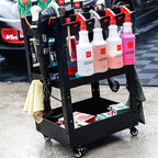 Maxshine Premium Rolling Detailing Cart (22.05"D x 23.62"W x 31.5"H) - 3 Tier Rolling Utility Tool Cart (Black) -Easy Assembly - Organizer for Detailers' Garage, Workshop, Repair Shop, or Tool Storage