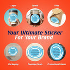 100 Custom Vinyl Stickers - Upload Your own Image, Text, Design, Logo - Personalized Logo Labels for Handmade, Packaging, Bottle, Jars, Candle, Brand Stickers (Blue Swirls, 6x6)