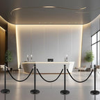 4PCS Black Stainless Steel Stanchions with 3PCS 5FT Velvet Black Ropes - Crowd Control Barriers with Ball Top and Hollow Base for Event,Party,Wedding
