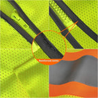 TCCFCCT Mesh Safety Vest for Men Women with Pockets High Visibility Reflective Vest for Safety, Work Vest with Fluorescent Orange Extend Edge, Meets ANSI/ISEA Standards, Yellow, M