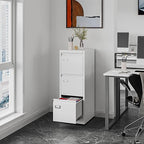 3 Drawers Vertical File Cabinets - 17.8" Deep Lockable Filing Cabinet - White Metal Storage Cabinets for Home Office to Hanging Files Letter/Legal/F4/A4 Size