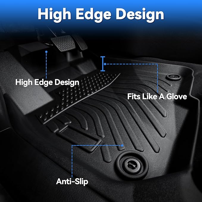 Hutisya-Floor Mats & Cargo Liner Set Fit for Ford Bronco Sport 2021-2025 All Weather Protection Anti-Slip & Durable TPE Full Set Liners Automotive Accessories-Black