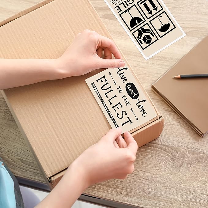 3x5 Inch Thermal Label Stickers,300Pcs Waterproof Rectangle Labels for Storage Bins,Moving Boxes,Address & Inventory Organization,Small Business Labeling,Light Brown