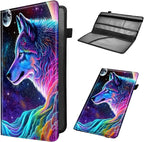 Car Registration and Insurance Holder, Leather Car Glove Box Organizer, Cool Car Accessories for ID, Driver's License Cards & Essential Document,business cards,Men&WomenNebula/Galaxy Wolf