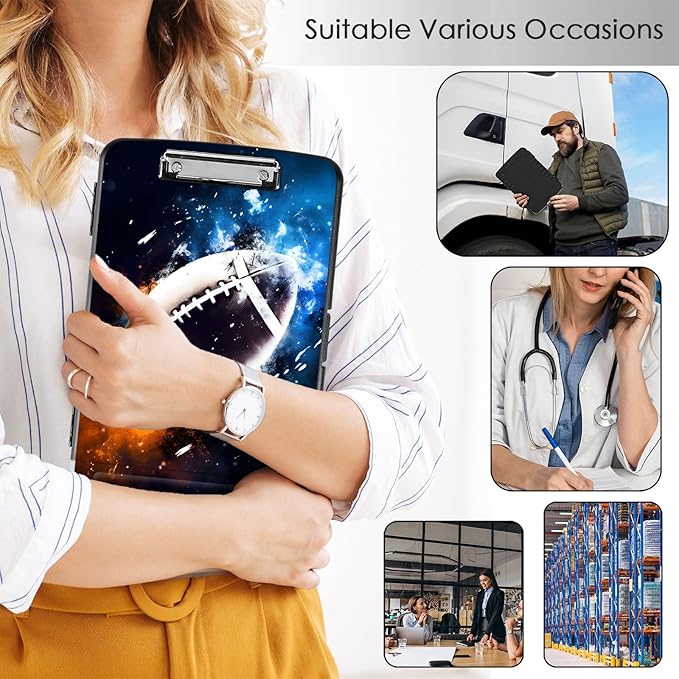 Clipboard with Storage,Office Supplies Nursing Clipboards Folder with Pen Holder Plastic Storage ClipBoard Foldable for Teacher Nurse,Rugby Fire