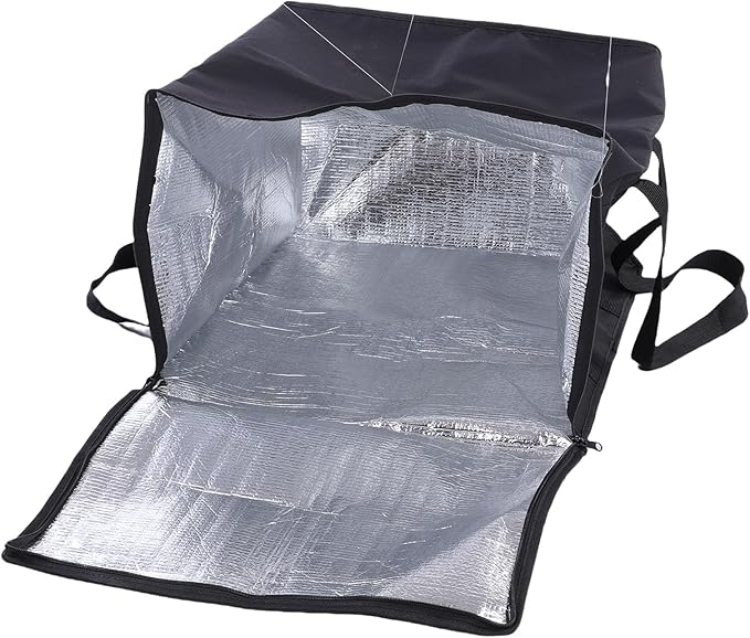 Asixxsix Insulated Pizza Delivery Bag, 20 x 20 x 14 inch Reusable Thermal Cooler Bag Keeps Food Warm, with Smooth Zip for Easy Access, for Catering Grocery Shopping