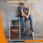 Janitorial cart Rolling Cleaning cart on Wheels for Cleaning Supplies Housekeeping Station Broom and mop Organizer