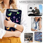 Clipboard with Storage,Office Supplies Nursing Clipboards Folder with Pen Holder Plastic Storage ClipBoard Foldable for Teacher Nurse,Dinosaurs Planet