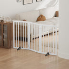 Dog Gates for Doorways, Tall Dog Gate Indoor, Foldable Pet Gates for Doorways Bedroom, Freestanding Puppy Gate with Metal Support Feet, Room Divider 3 Panels (White)