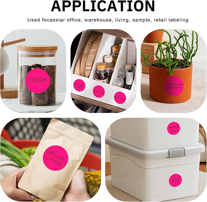 Easy to Use 2 Inch Round Fluorescent Pink Color - Coding Stickers, 4 Rolls 2000 PCS Multipurpose Strong Adhesive Labels for Office,Inventory, Organizing