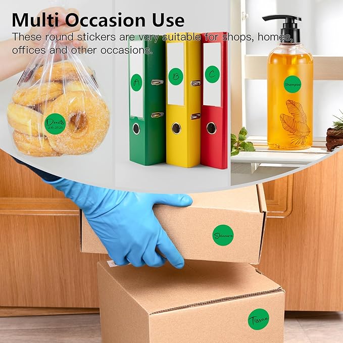 Green 1 Inch Round Color Coding Labels with 4000 Dots, 4 Rolls - Bright Color Dot Stickers for File Folders, Inventory System - Highly Visible