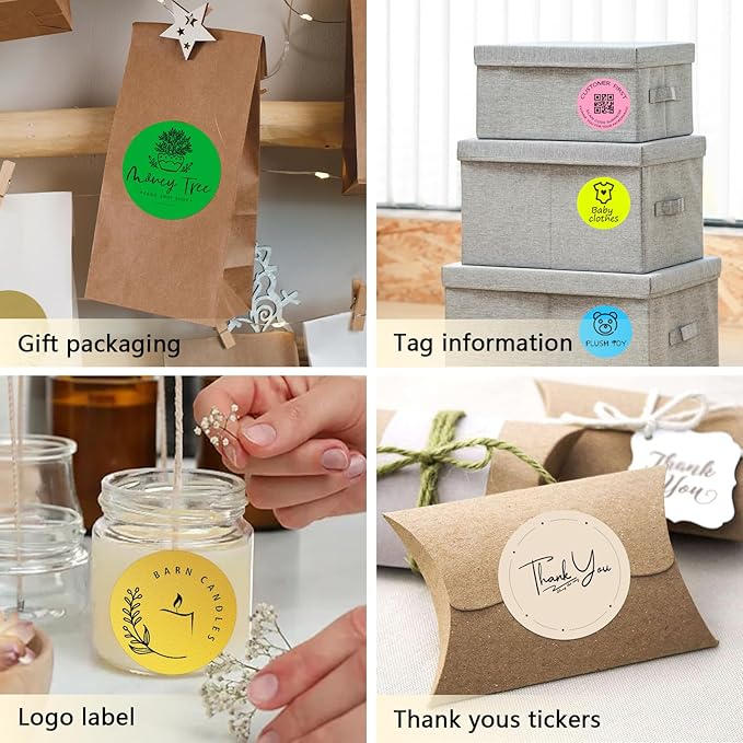 3 X 3 Inch Round Thermal Labels Circle Color Coding Labels Printable Waterproof 500PCS Round Stickers Adhesive Writable for Office, Home, Garage, DIY Sticker, Name Tag,Green