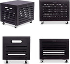 BIRDROCK HOME Bamboo Rolling File Storage Organizer Box with Lid - Decorative File Cabinet on Wheels, Portable File Box on Wheels, Mobile Filing Solution - Café Noir