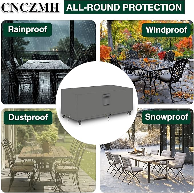 Heavy Duty Patio Furniture Covers Waterproof, 600D Outdoor Furniture Cover Waterproof for Sectional Sofa Couch, Outdoor Dining Table and Chair Set Covers 64''L x 52''W x 28''H, Grey