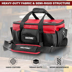 HAUTMEC 16-Inch Multi-Function Tool Bag with Removable Divider, Heavy-Duty 1680D Quick Action Tool Case with Padded Shoulder Strap & Trolley Sleeve, Rigid Structure & Wide-Opening Design - HT0401