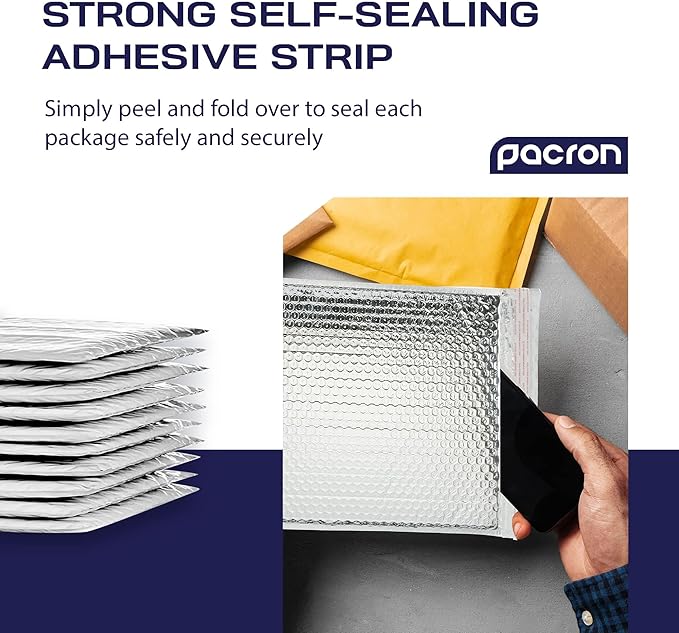 300-Pack Insulated Silver Thermal Bubble Mailers 8 x 11 - Waterproof Metallic Foil Self-Sealing Padded Envelopes for Cold Shipping, Perishables, Food, Cosmetics, Pharmaceuticals