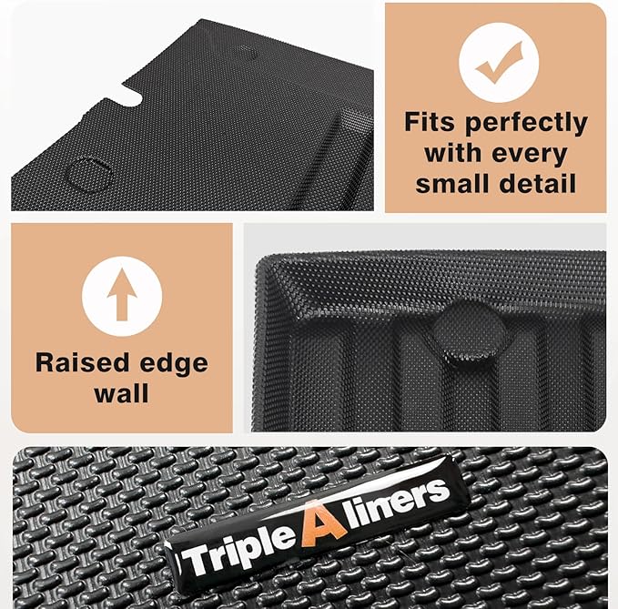 TripleAliners for Tacoma 2024 2025 | Truck Bed Mat & Tailgate Mat | All Weather Liners Compatible with 2024+ Toyota Tacoma Accessories Cargo Liner Protection (Fit 6FT Truck Bed), 2PCS