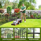 5 Panels 32in(H) Decorative Garden Fence, Total 11ft L Heavy Duty Iron Metal No Dig Animal Barrier Fence, Garden Border Fencing, Temporary Dog Fencing Outdoor for Yard