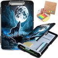 Clipboard with Storage,Heavy Duty Plastic Storage Clipboard with Low Profile Clip,Teacher Must Haves,Office Supplies,Nebula/Galaxy Wolf Moon