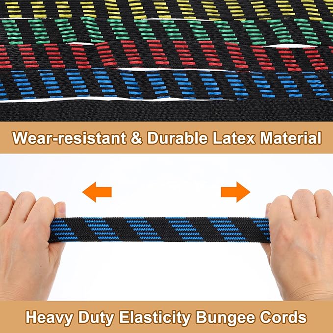 uxcell 6Pcs Adjustable Bungee Cords with Hooks, 79 Inch Flat Heavy Duty Elasticity Straps Rubber Bungee Cords with Buckle for Outdoor, Camping, Tarp, Bike Rack, Luggage, Black Red