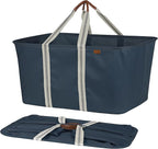 CleverMade Collapsible Laundry Tote - LUXE Navy Noir Cream 2Pack 50L - Foldable Storage Organization Container Clothes Laundry Room Storage Solution